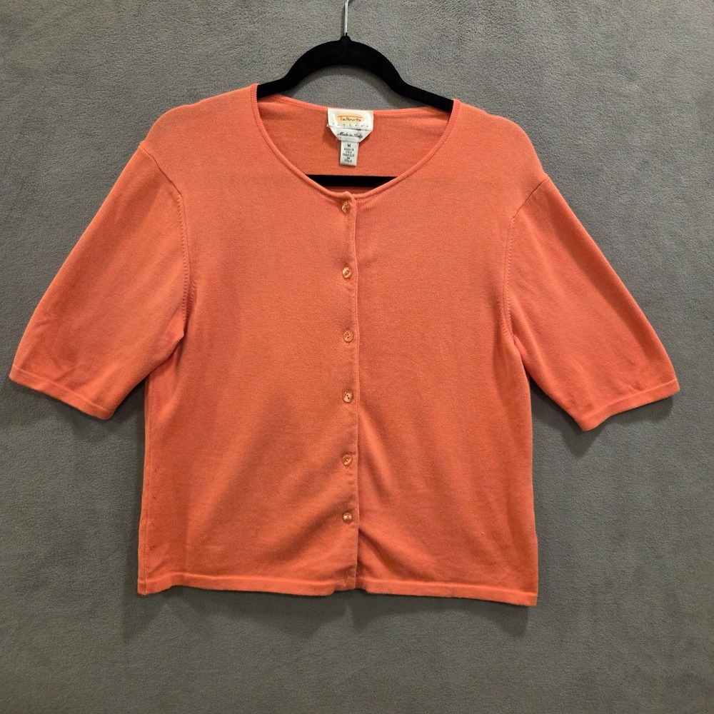 Talbots Short Sleeve Button‎ Cardigan Size Petite Medium Academia Preppy Office